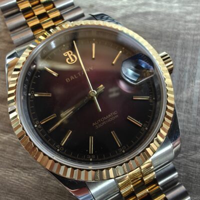 Fluted Bezel 36mm Retro Dress Watch - Red