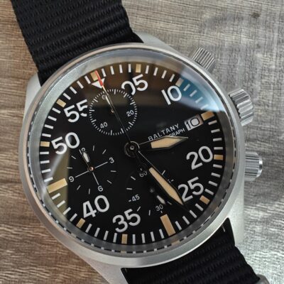 Vintage Military Style Quartz Chronograph with Calendar